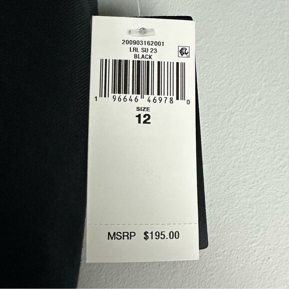 New Ralph Lauren Black Trouser Pants Wide Leg Linen Pleated Front Pockets 12 - Picture 9 of 15